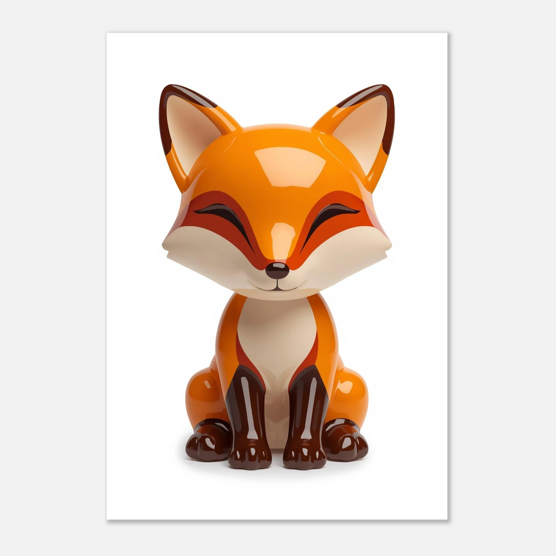 Minimalistisk djurposter föreställande en blank orange räv i studiomiljö