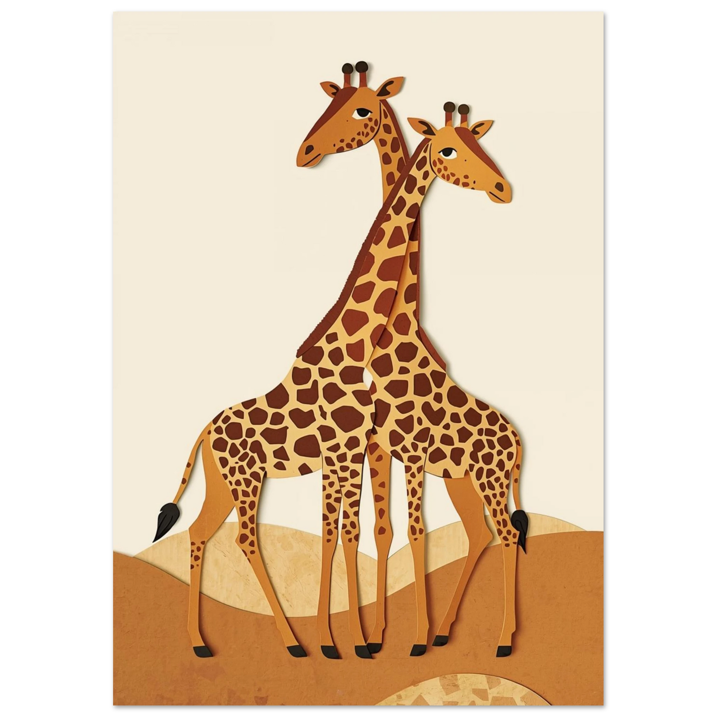 Djurmotiv med giraffer i collage-teknik för harmonisk inredning