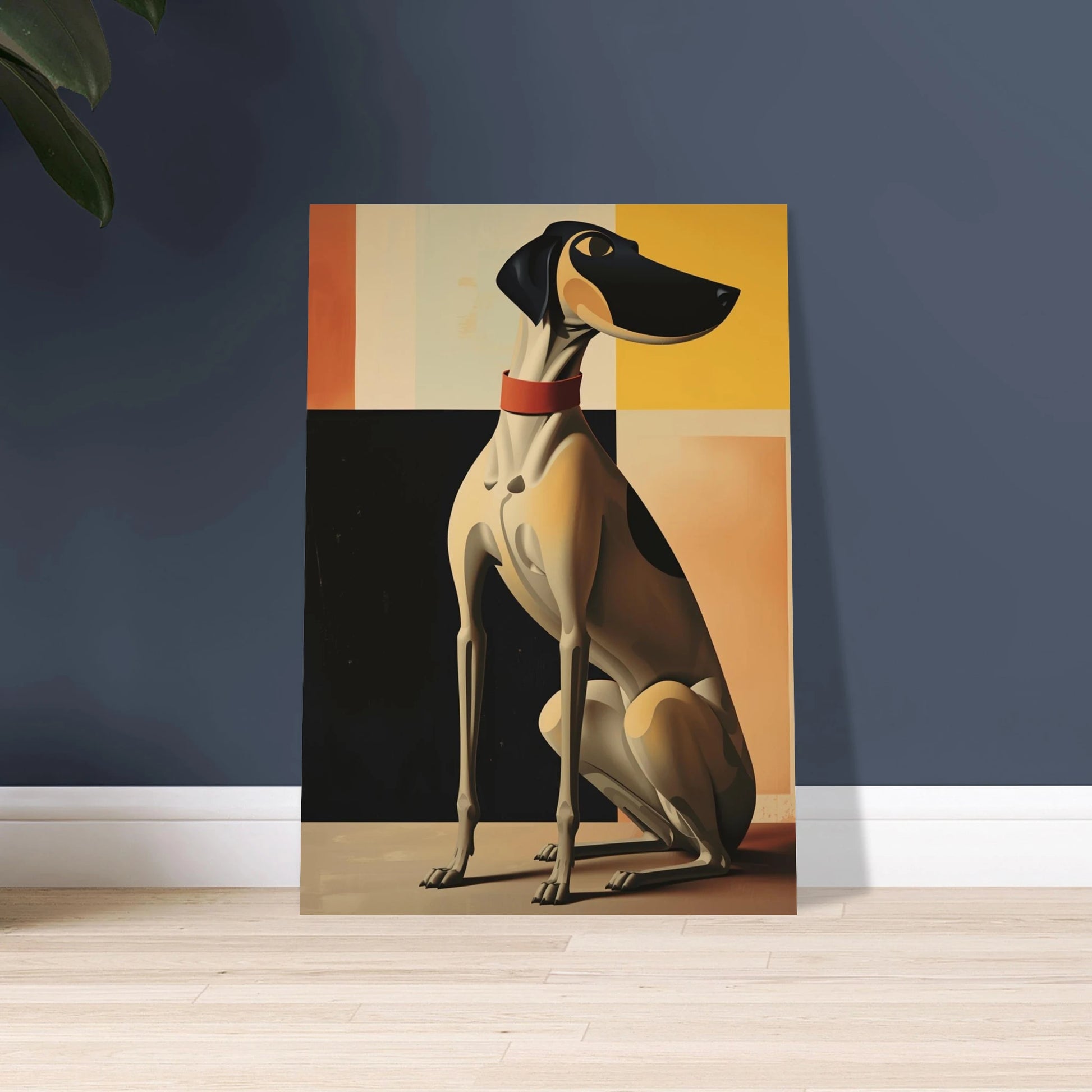 Elegant hund i modernistisk stil, konstnärlig tolkning med rena linjer