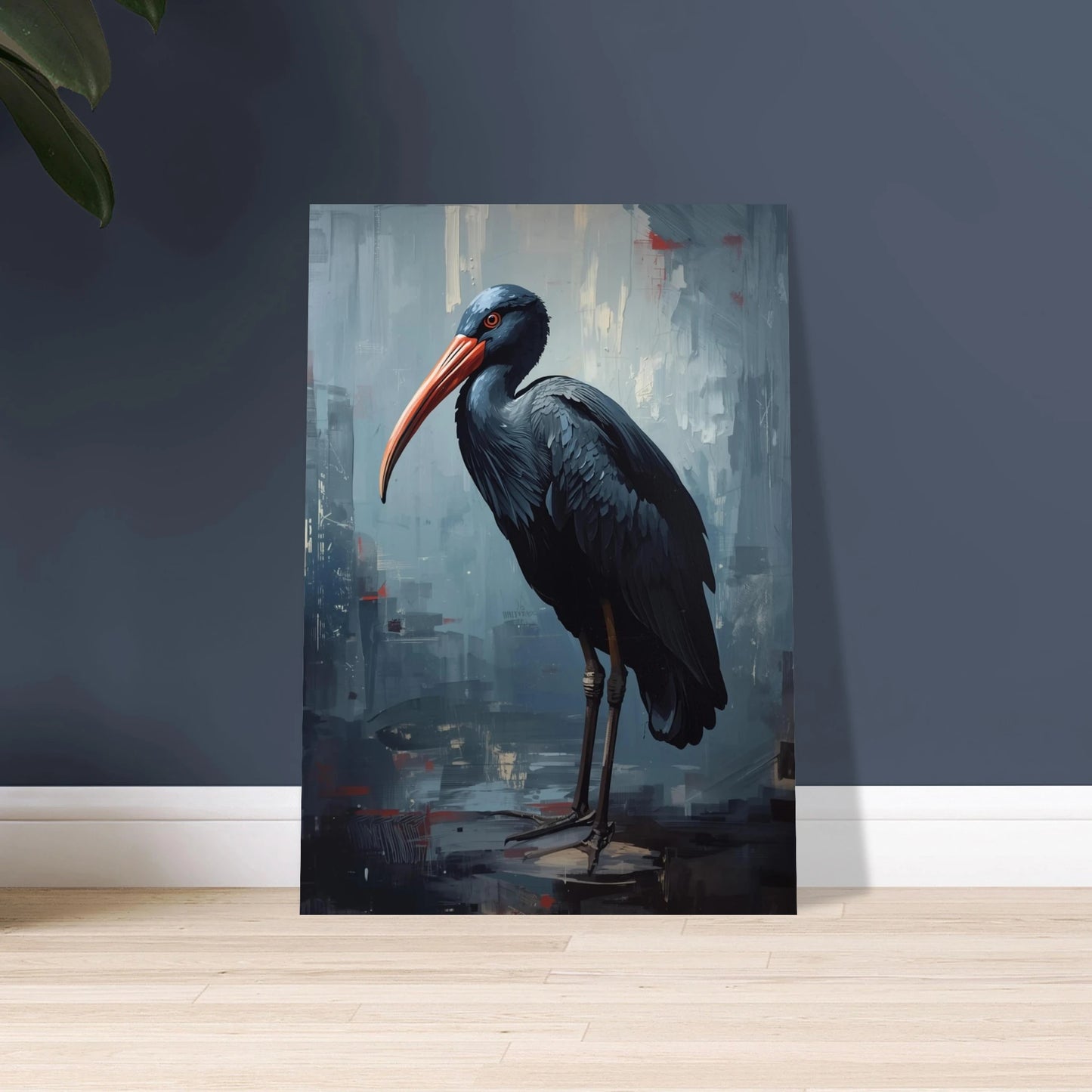 Skonäbb i impasto-stil, mystisk och karaktärsfull fågelkonst.