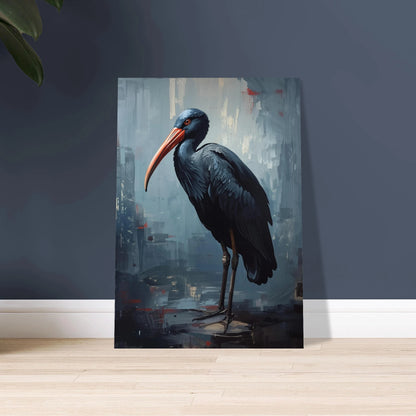 Skonäbb i impasto-stil, mystisk och karaktärsfull fågelkonst.