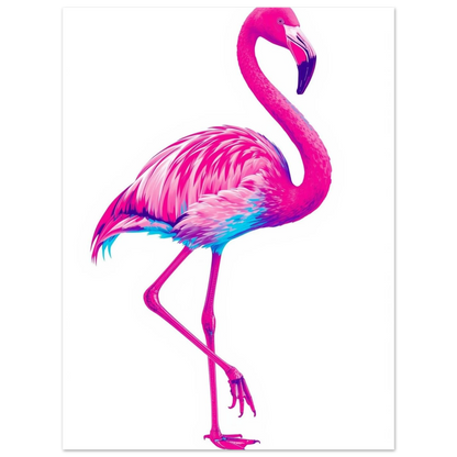Trendigt djurmotiv med en flamingo i grafisk stil och vibrerande färger