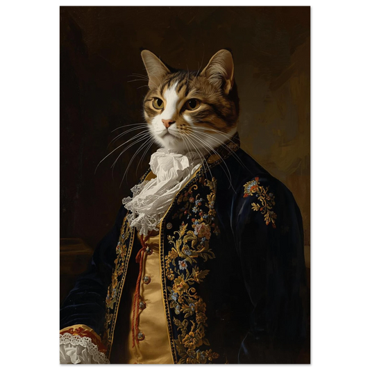 Katt i aristokratisk 1700-talskostym med broderad jacka – Målad Poster