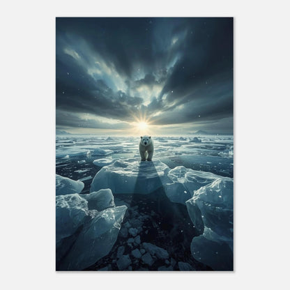Stämningsfull isbjörnsposter i kalla blå toner med varmt ljusinsläpp
