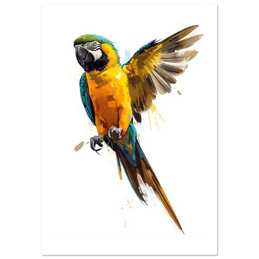 Färgglad papegoja med utsträckta vingar – målad poster