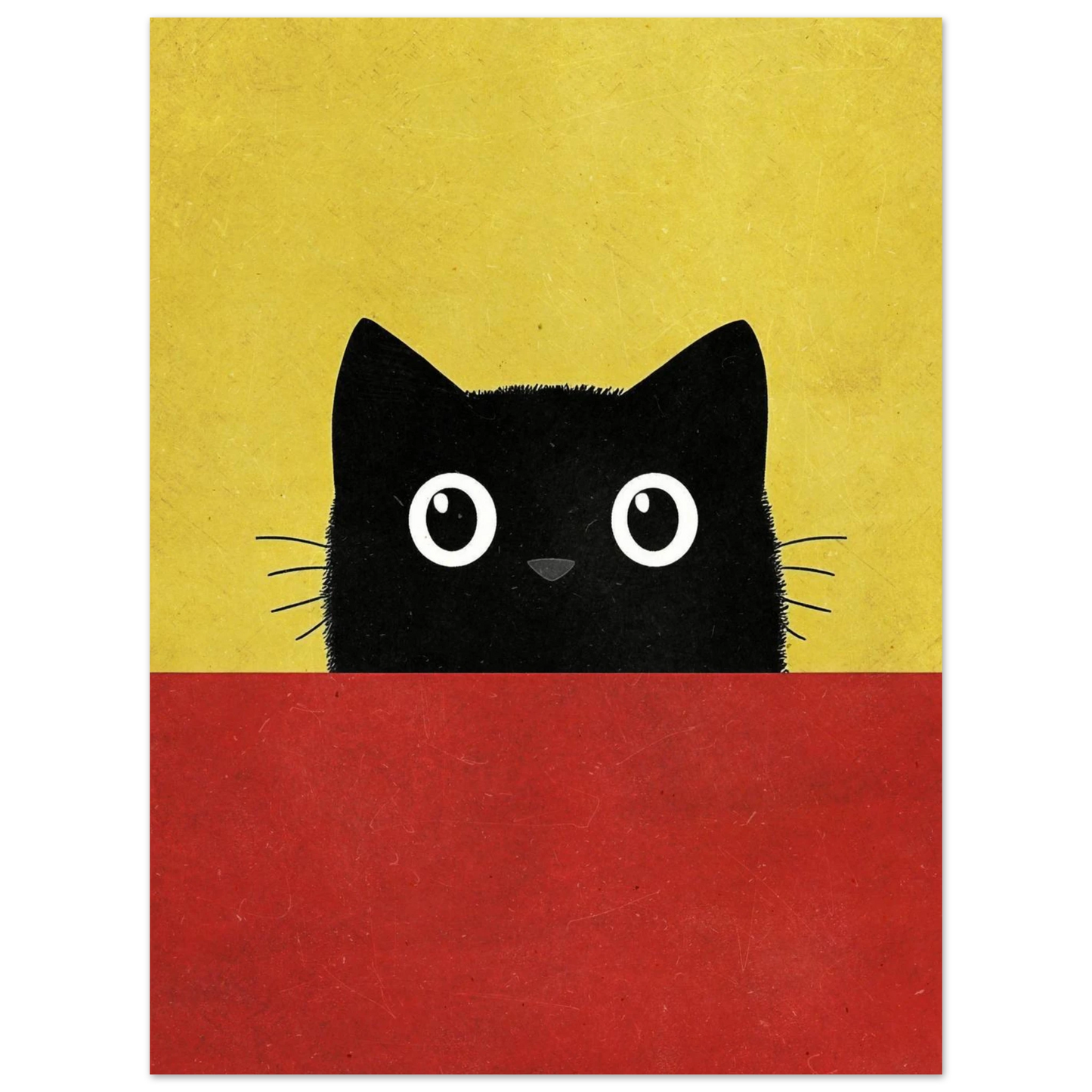 Lekfullt kattmotiv med fokus på ögonen, grafisk stil för barnrum