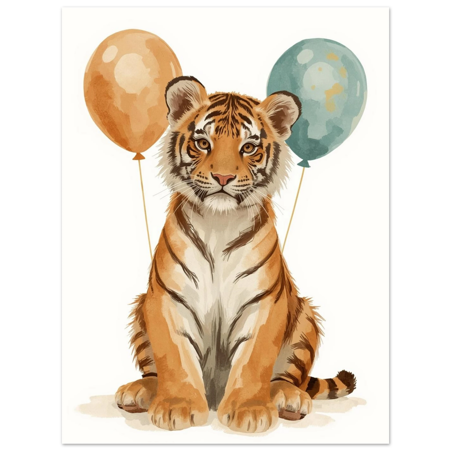 Närbild på en tigerunge med stora ögon och ballonger – djurmotiv