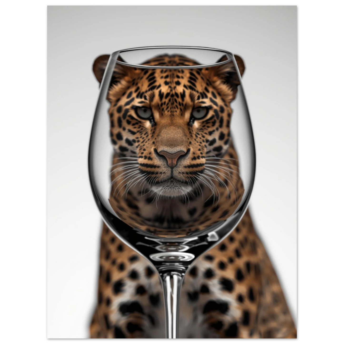 Stilren tavla med leopardfläckar och glaseffekter mot en mörk fond