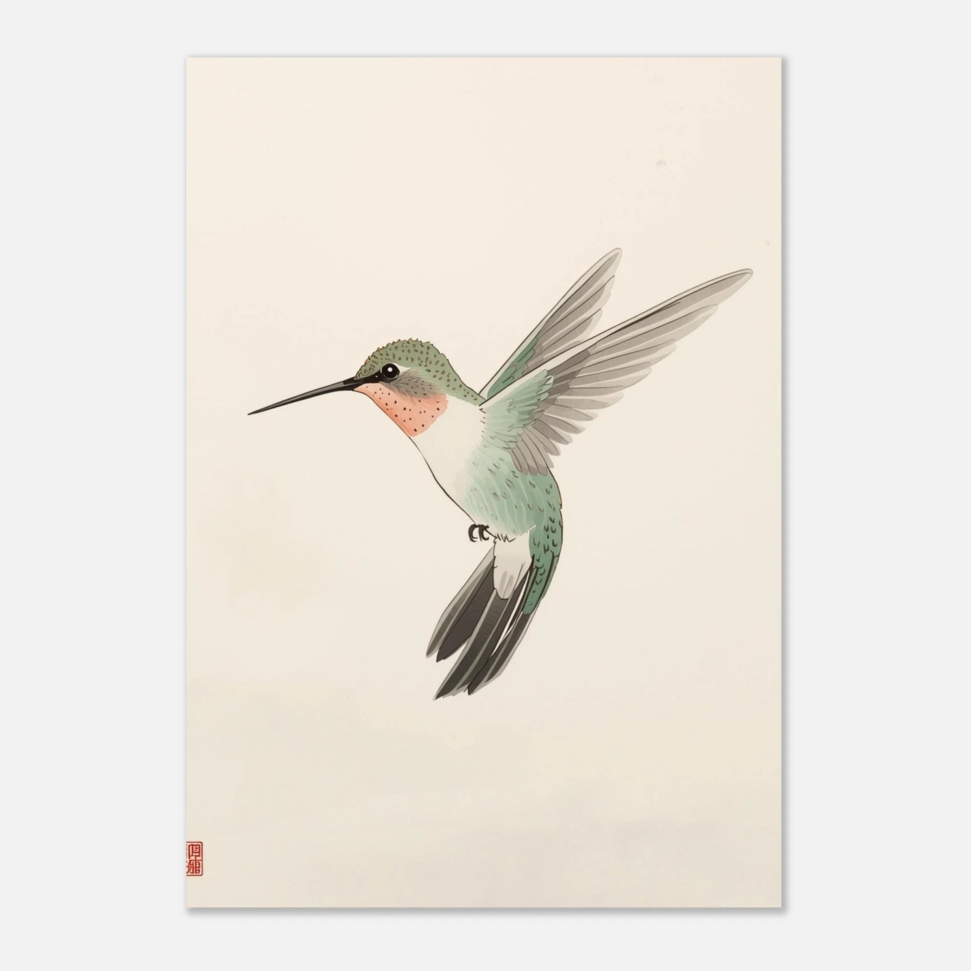 Eteriskt fågelmotiv av en kolibri som utstrålar lätthet och naturlig elegans