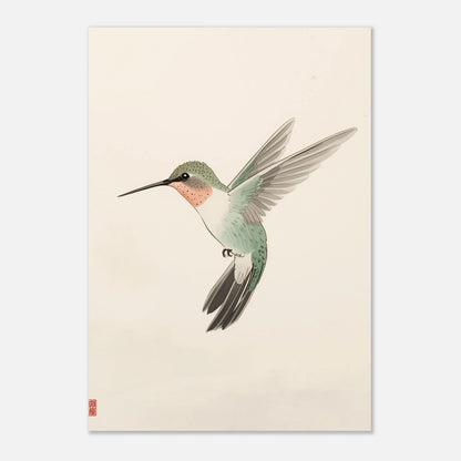 Eteriskt fågelmotiv av en kolibri som utstrålar lätthet och naturlig elegans