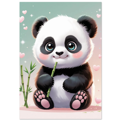 Söt babypanda med stora ögon och bambu – digital barnposter
