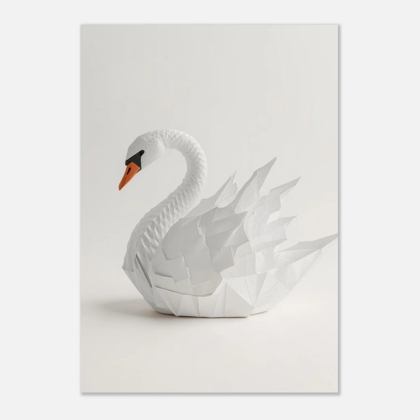 Stilren svan-illustration med skarpa linjer och tredimensionell origami-känsla