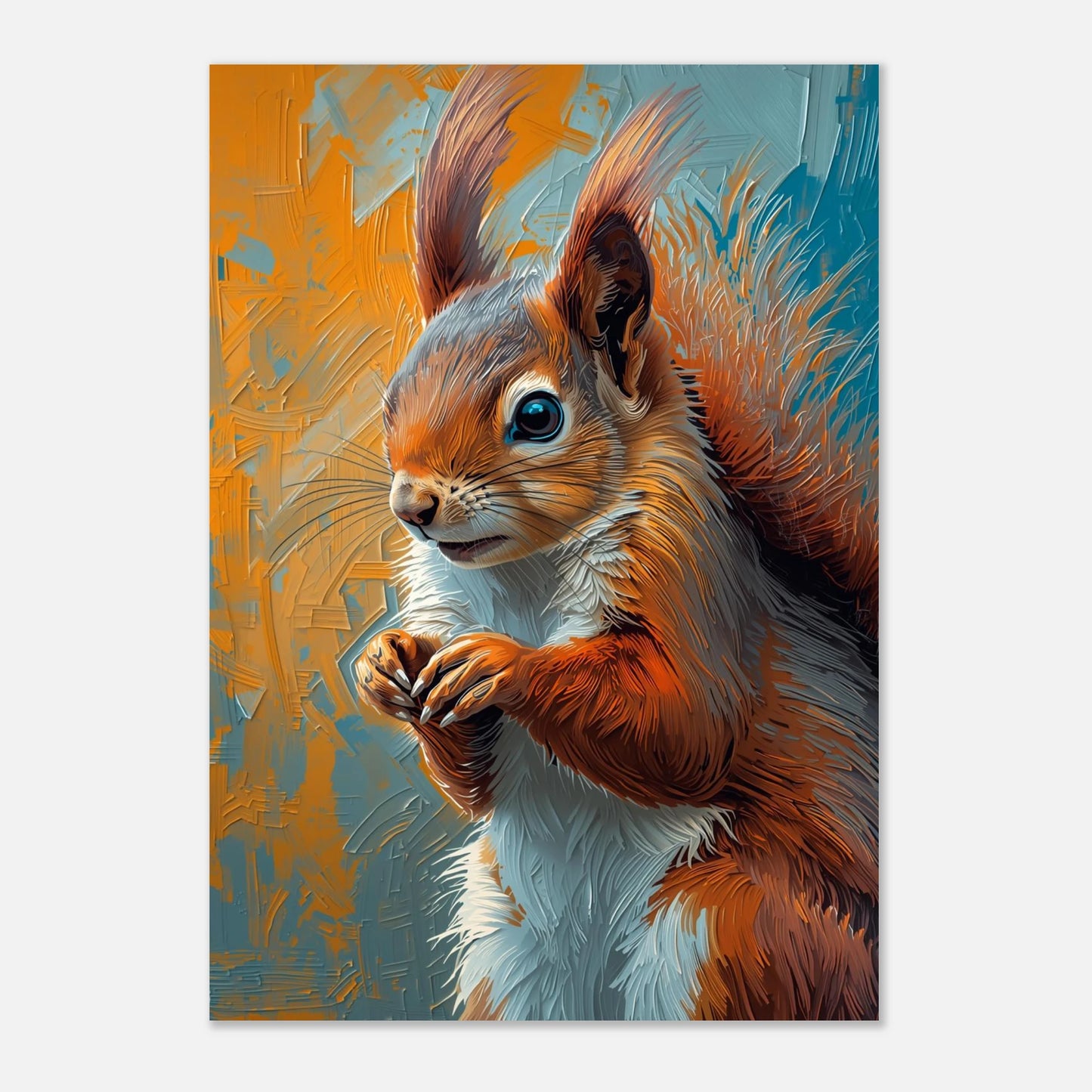 Livfullt porträtt av en ekorre med stora öron och penselstruktur