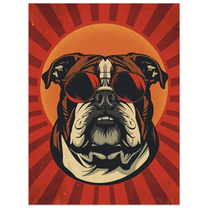 Grafisk hundposter föreställande en bulldog med attityd och solglasögon