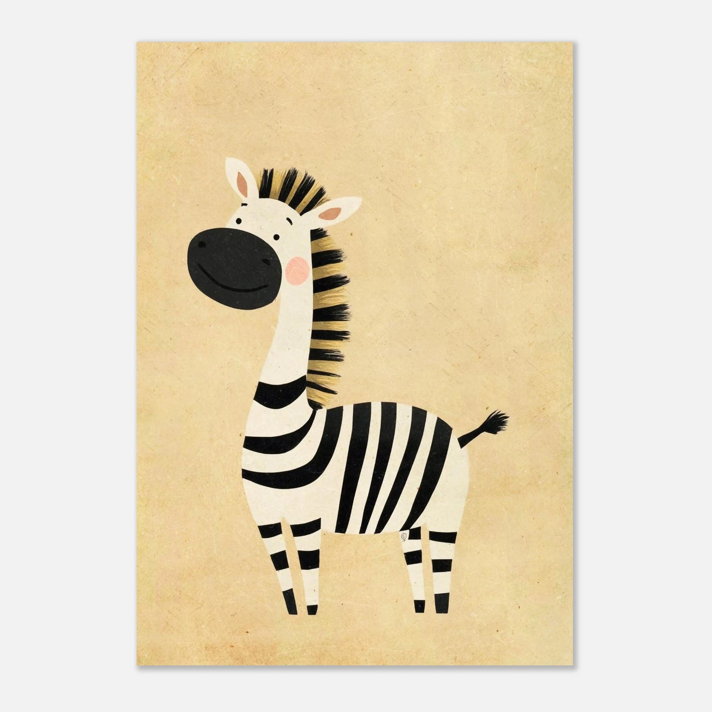 Grafiskt djurmotiv av en zebra monterad som stilren tavla