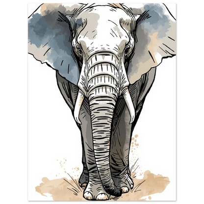 Konstnärlig illustration av en elefant med mjuka penseldrag – väggkonst