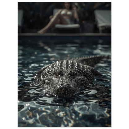 Detaljrik bild av krokodilhuvud ovanför vattenytan – modern djurposter