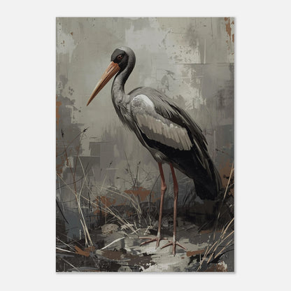 Konstnärligt porträtt av en maraboustork med eleganta ben – stilren poster