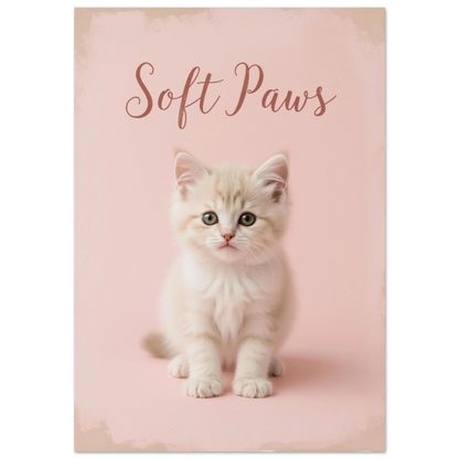 Beige kattunge med gröna ögon på rosa bakgrund, Soft Paws poster