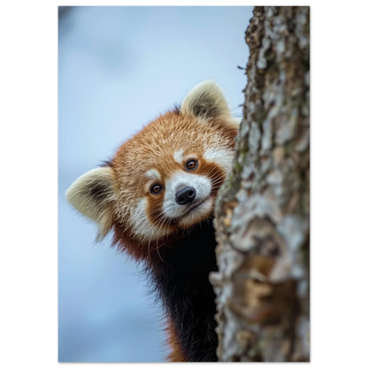 Porträtt av röd panda med mjuka färger och suddig bakgrund
