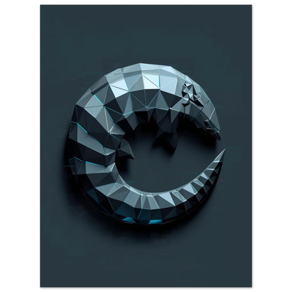 Stiliserad myrkott som en geometrisk skulptur på mörk bakgrund