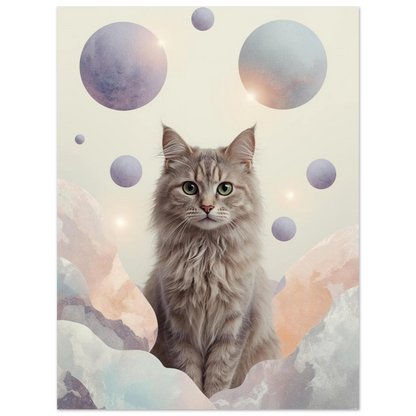 Konstnärlig illustration av en katt i mjuka akvarelliknande former – print