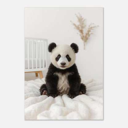 Charmigt porträtt av en panda på mjukt underlag för barnrummet