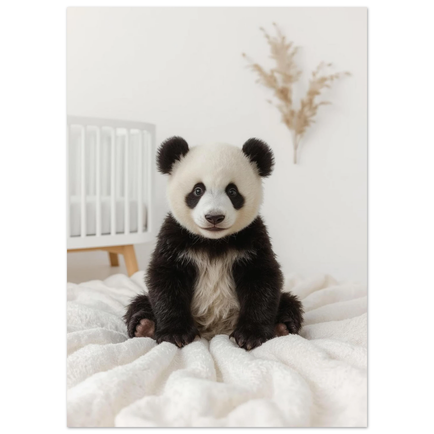 Närbild på en liten panda med mjuka drag i harmonisk miljö