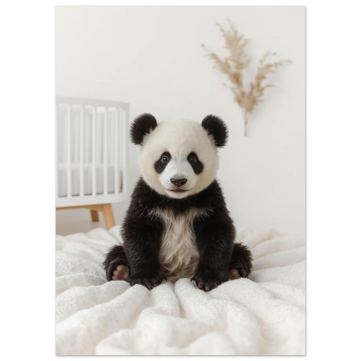 Närbild på en liten panda med mjuka drag i harmonisk miljö