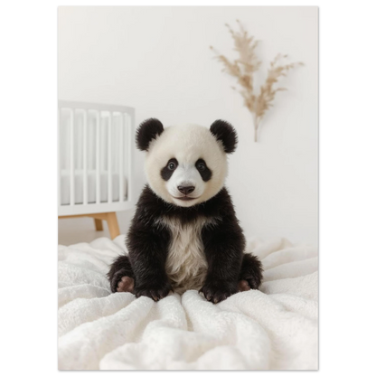 Närbild på en liten panda med mjuka drag i harmonisk miljö