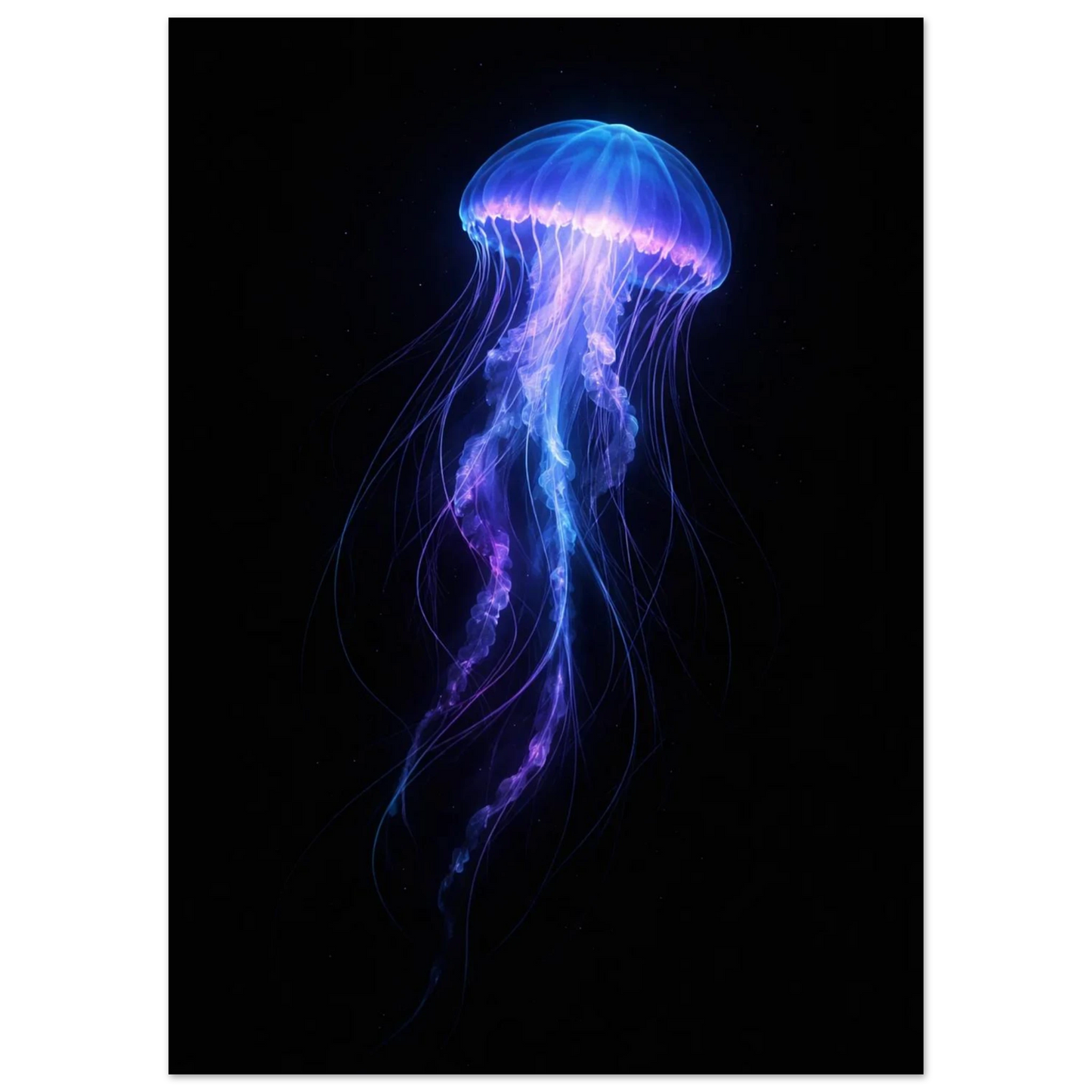 Närbild på bioluminiscent manet i lila och blått – djurmotiv