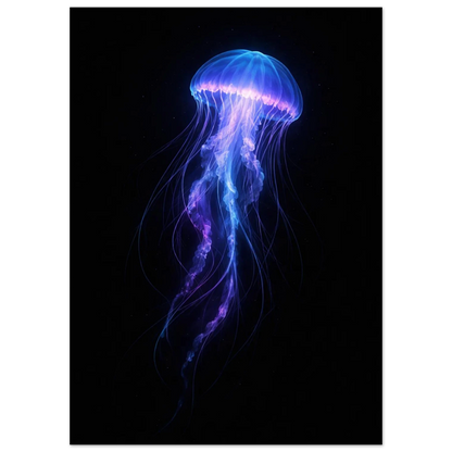 Närbild på bioluminiscent manet i lila och blått – djurmotiv