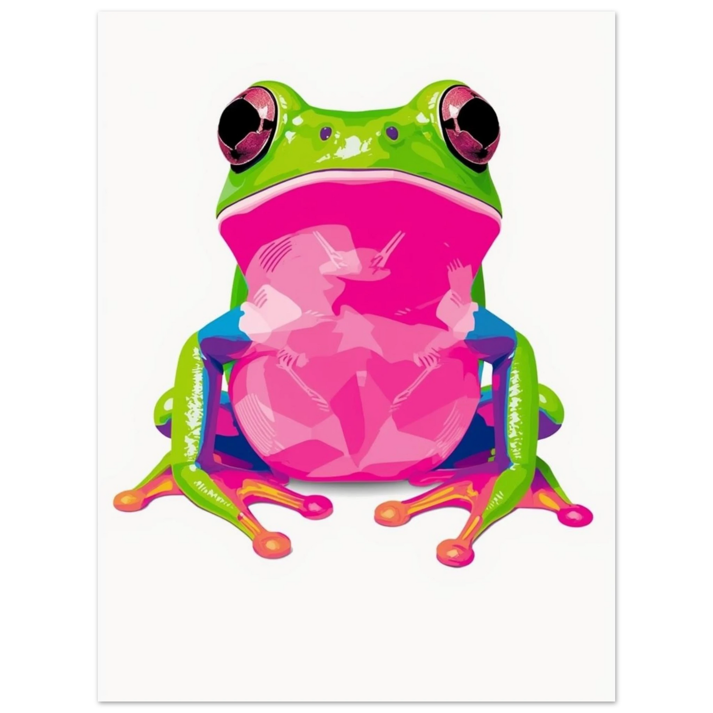 Lekfullt grodmotiv med stora rosa ögon på vit bakgrund – Tecknad poster