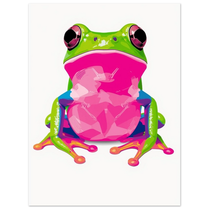 Lekfullt grodmotiv med stora rosa ögon på vit bakgrund – Tecknad poster