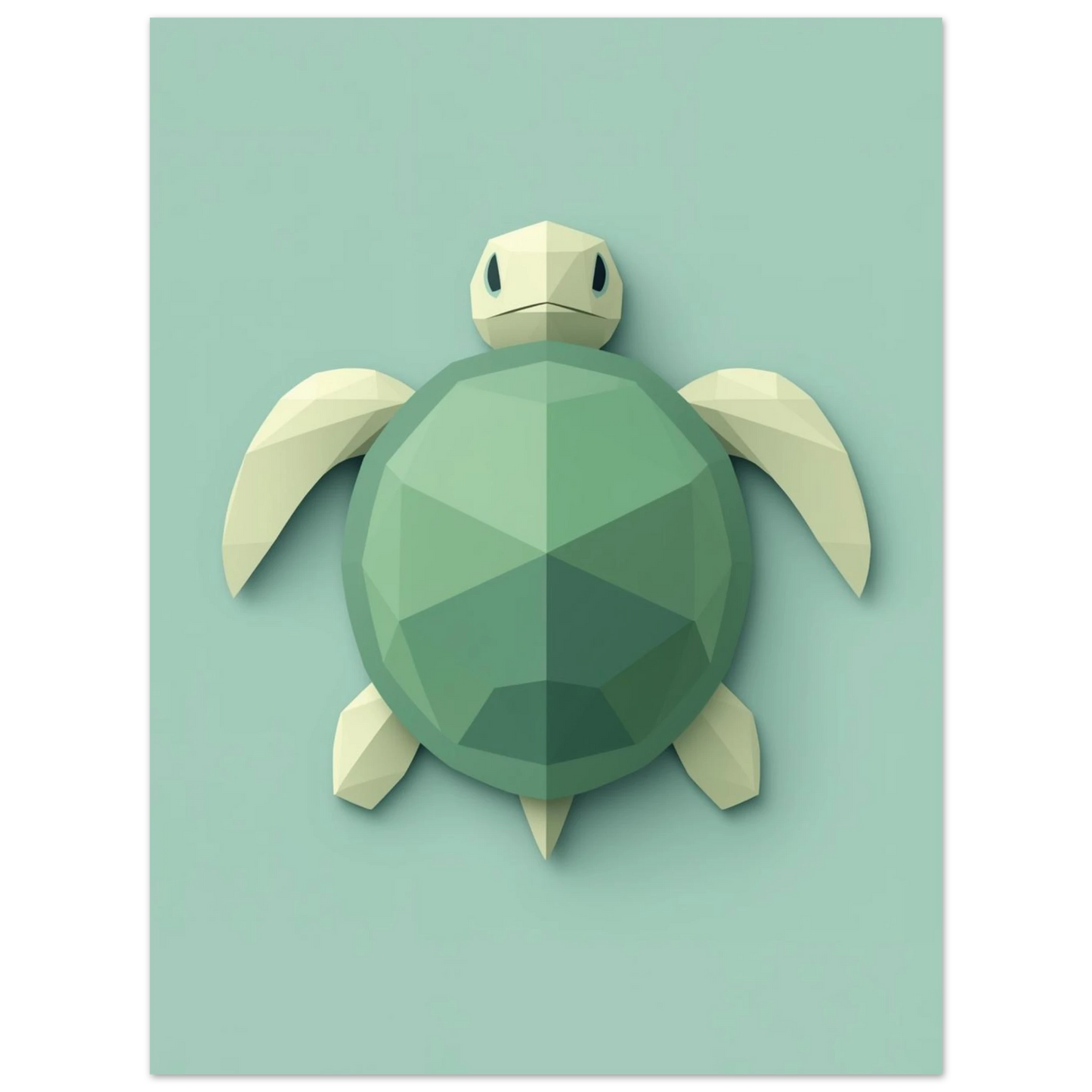 Stiliserad havssköldpadda som digital illustration i mjuka gröna nyanser