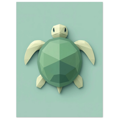 Stiliserad havssköldpadda som digital illustration i mjuka gröna nyanser