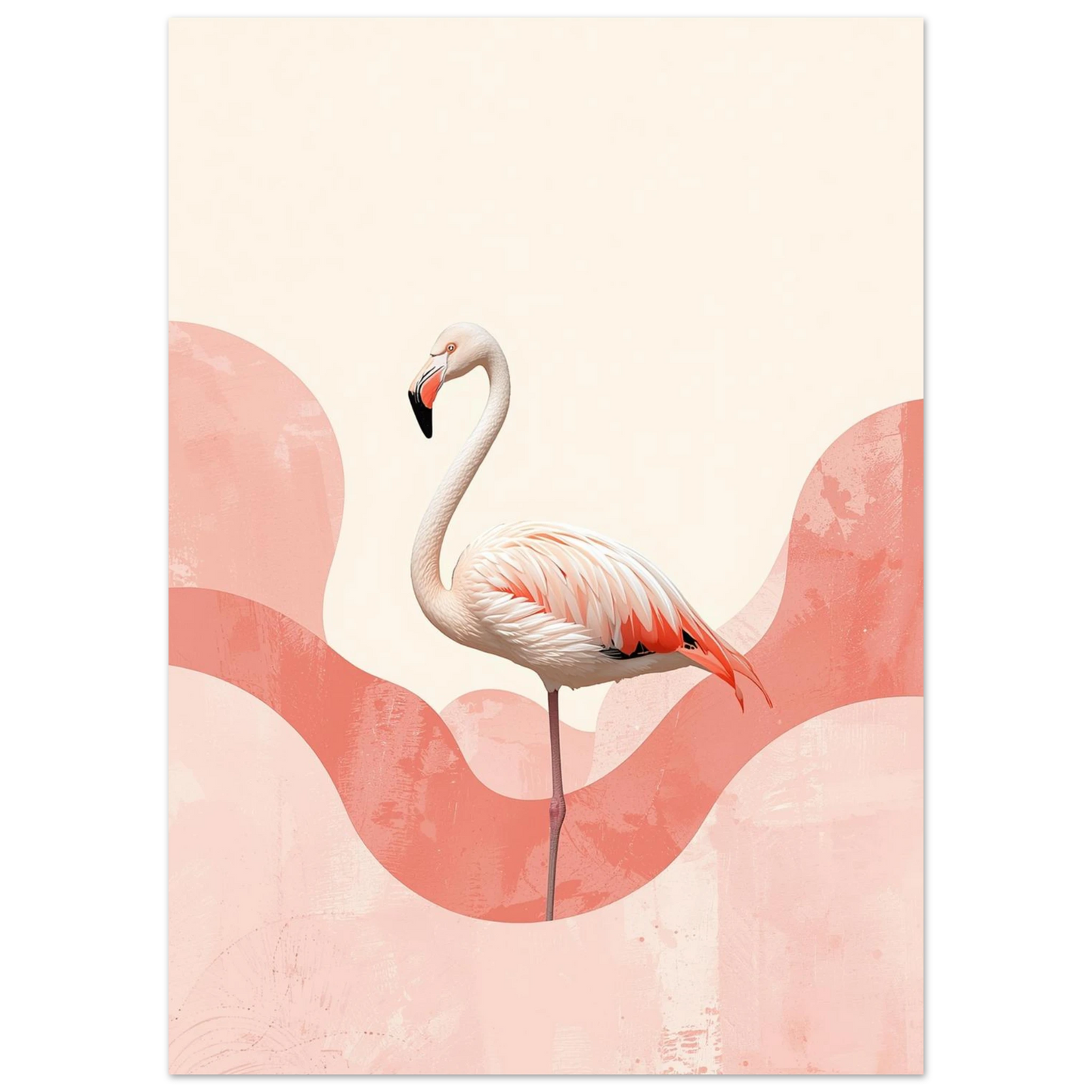 Graciös flamingo med detaljerade fjädrar i en drömsk rosa miljö