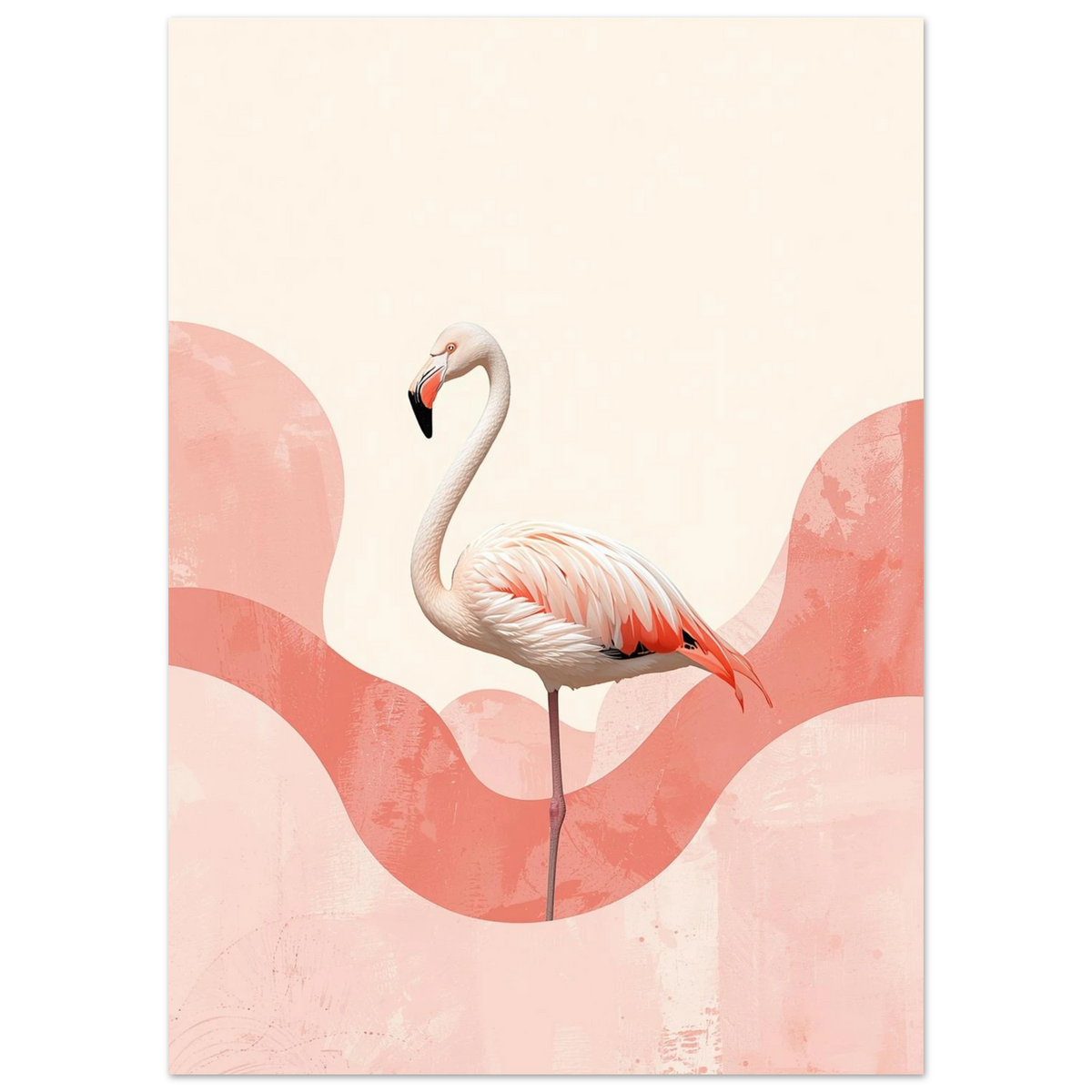 Graciös flamingo med detaljerade fjädrar i en drömsk rosa miljö