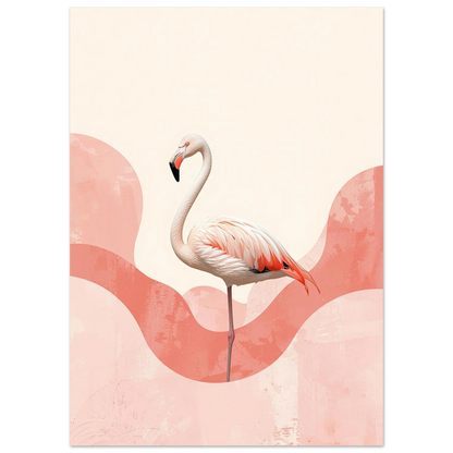 Graciös flamingo med detaljerade fjädrar i en drömsk rosa miljö