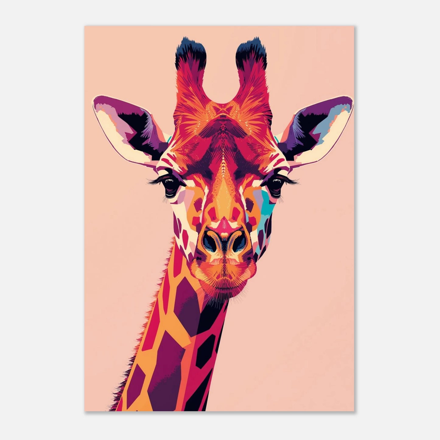 Stiliserad giraffposter med intensiva färger för modern inredning