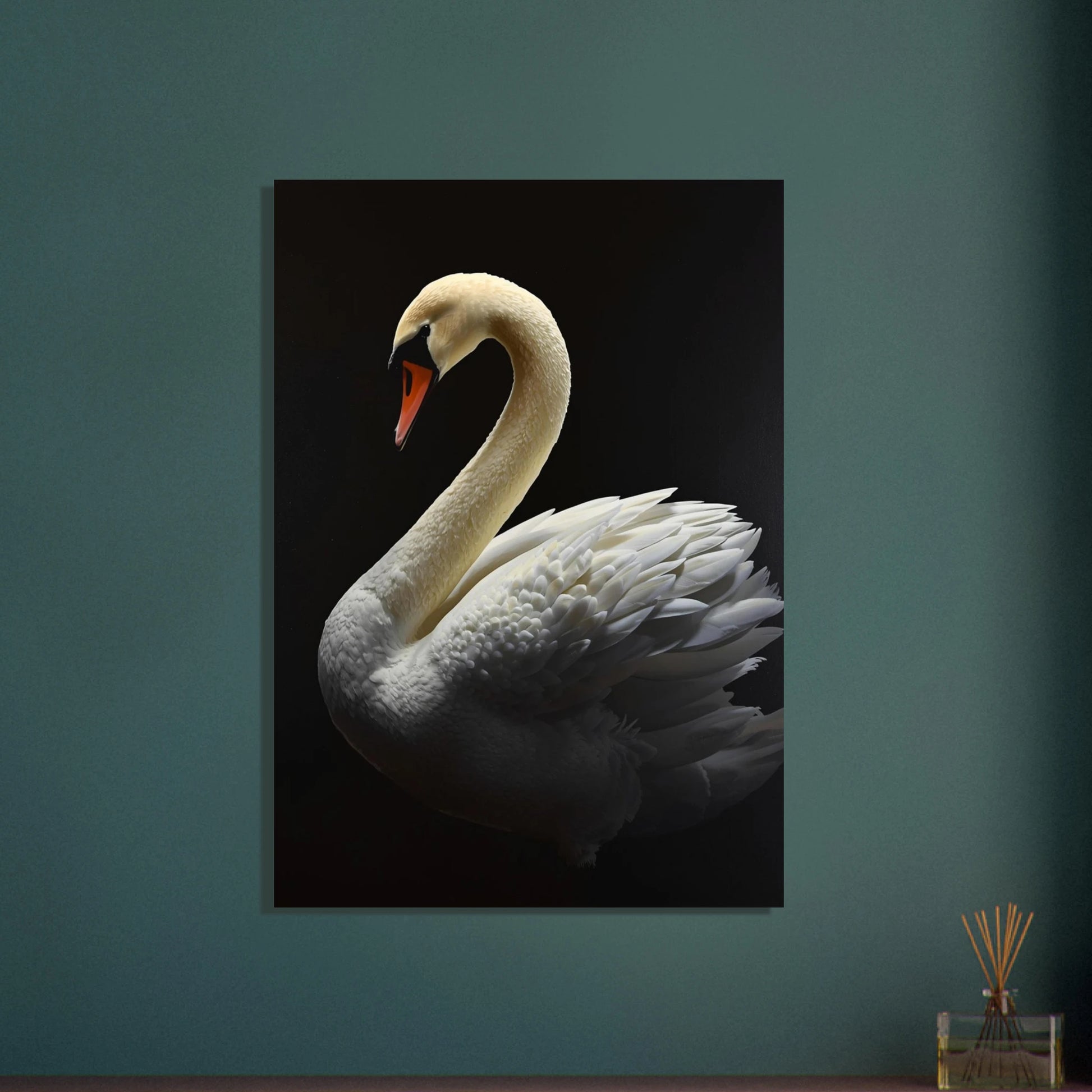 Majestätisk svan i extrem impasto oljestil, elegant och lugn.