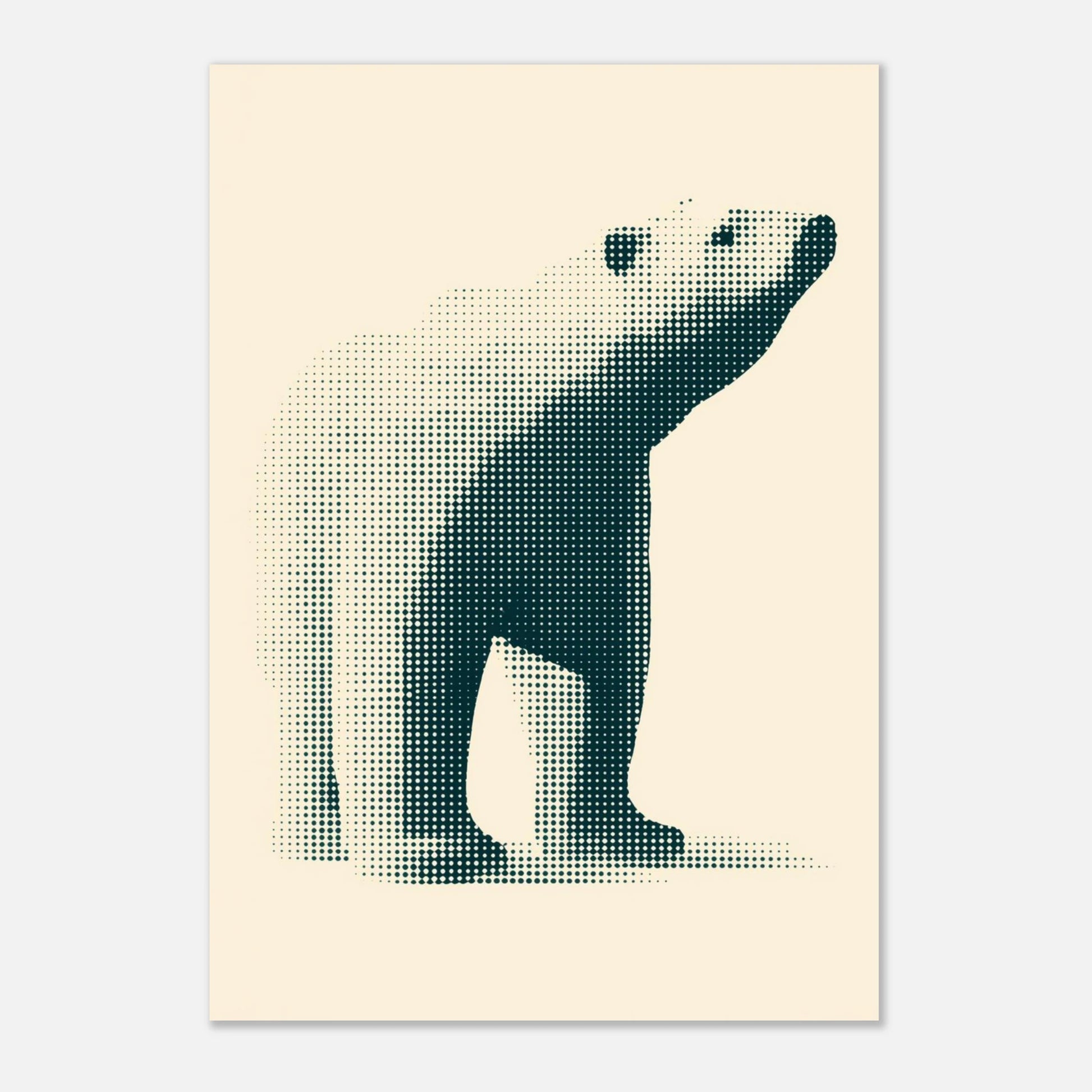 Konstnärligt print av en isbjörn i profil med unik punktgrafik