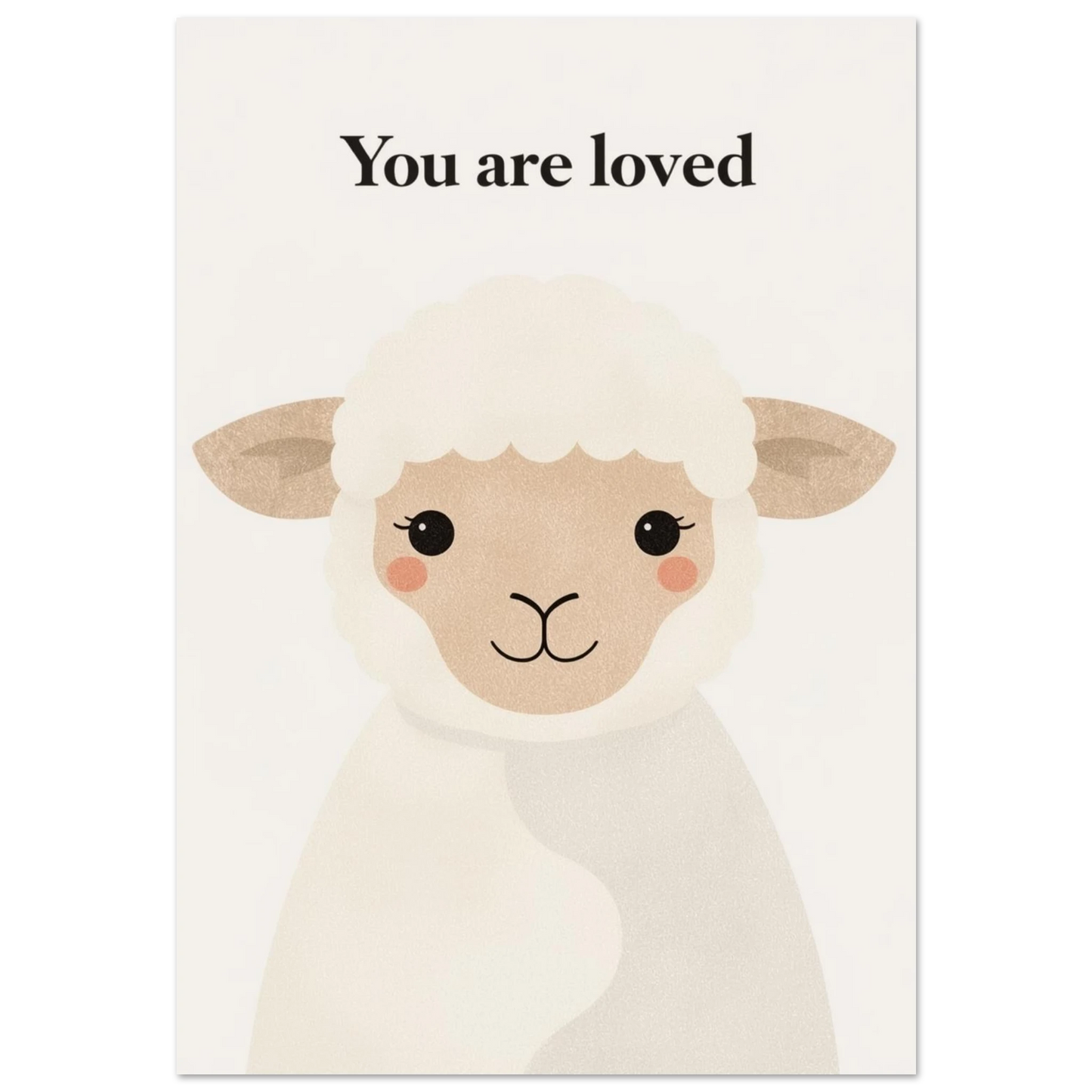 Sött lamm med texten You are loved – minimalistisk barnposter