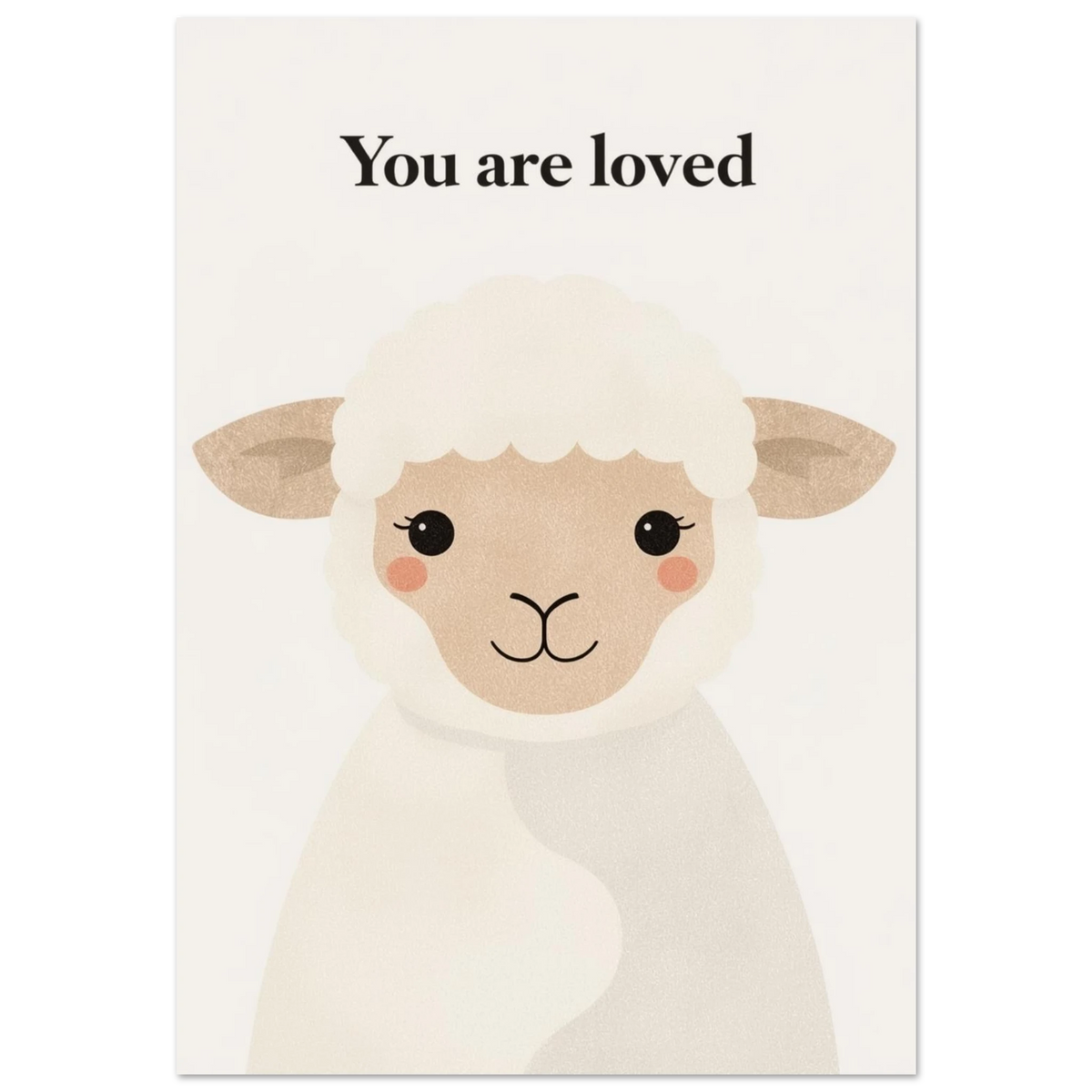 Sött lamm med texten You are loved – minimalistisk barnposter