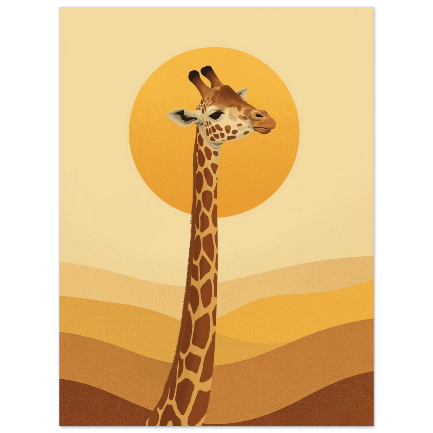 Modern konstposter föreställande en giraff i ett abstrakt ökenlandskap