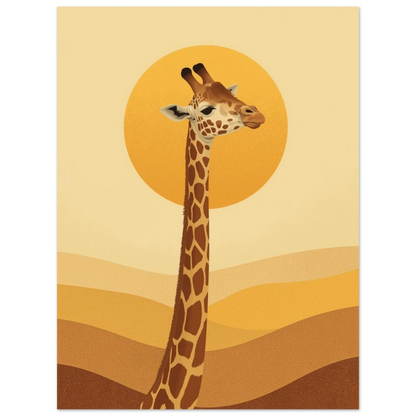 Modern konstposter föreställande en giraff i ett abstrakt ökenlandskap