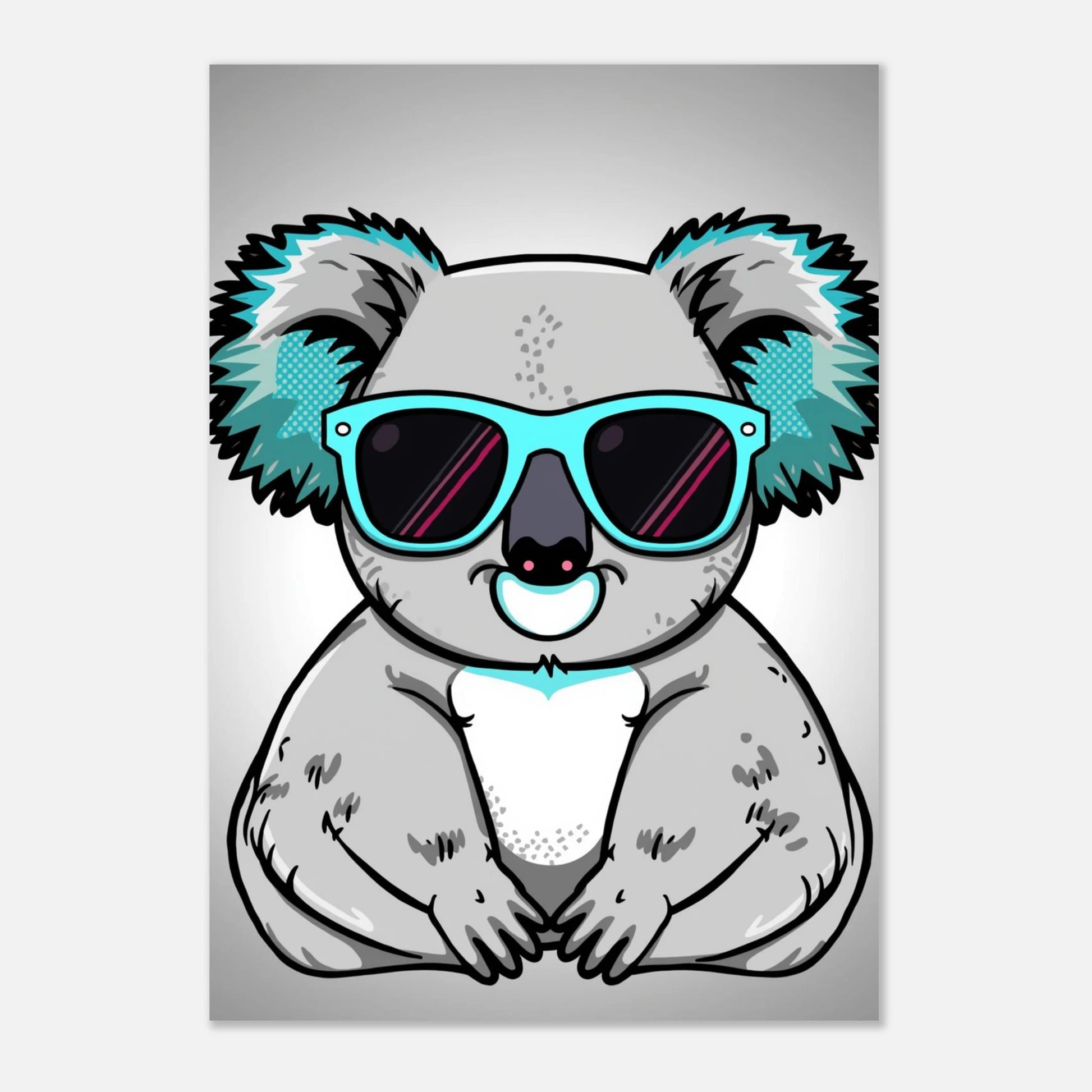 Inramad djurposter föreställande en koala med attityd och solglasögon