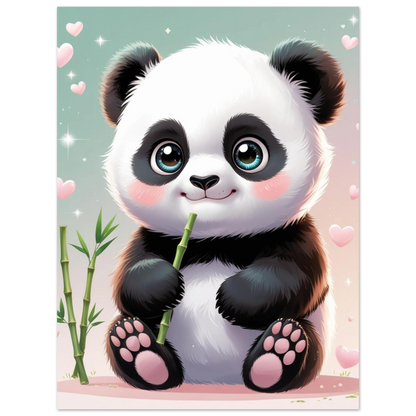 Charmig pandaunge i mjuk animationsstil för dekoration av barnrum