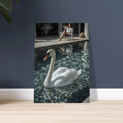 Svan i lyxig pool, elegant och fridfullt djurmotiv