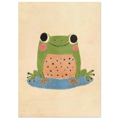 Handritad grodillustration med mjuka texturer och vänlig blick – väggkonst